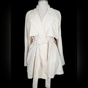 Jessica Simpson Elegant Off-White Lightweight Cropped Trench Coat Women's L